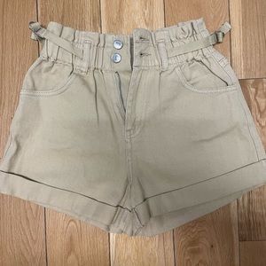 Forever 21 Khaki Brown Paperbag Denim Shorts size 25